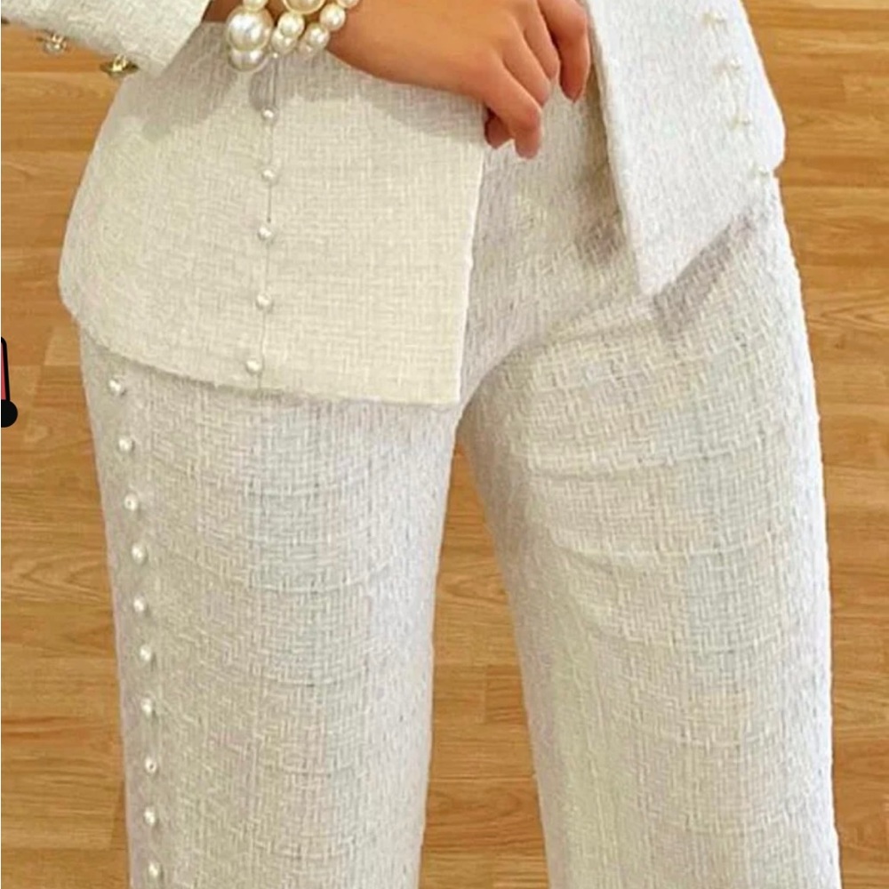 Off white wide leg trousers